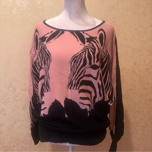 Material Girl Pink and Black Zebra Print Sweater